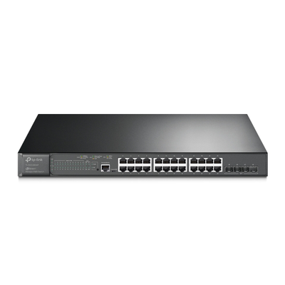 Switch PoE+ JetStream SDN Administrable 24 puertos 10/100/1000 Mbps + 4 puertos SFP+, 24 puertos PoE+, 384W, administración centralizada OMADA SDN