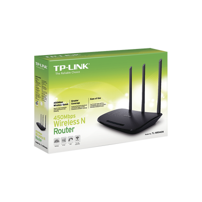 Router Inalámbrico 2.4 GHz, 450 Mbps, 3 antenas externas omnidireccional 5 dBi, 4 Puertos LAN 10/100 Mbps, 1 Puerto WAN 10/100 Mbps